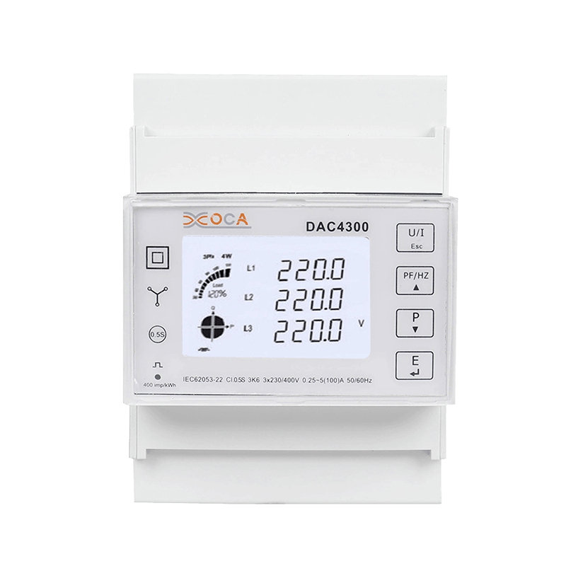 Dac4300 DIN-rail LCD driefasig met transformator-energiemeter