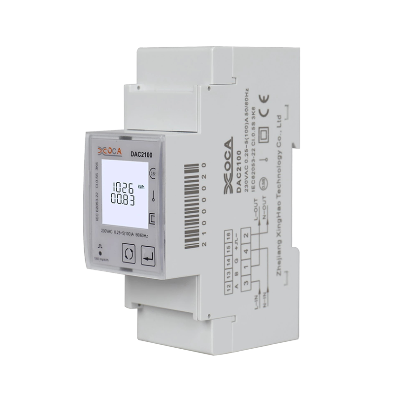 Dac2100 DIN-rail eenfasige Modbus slimme elektrische energiemeter