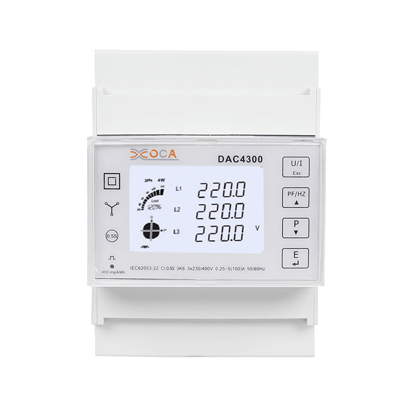 Dac4300 DIN-rail LCD driefasig met transformator-energiemeter