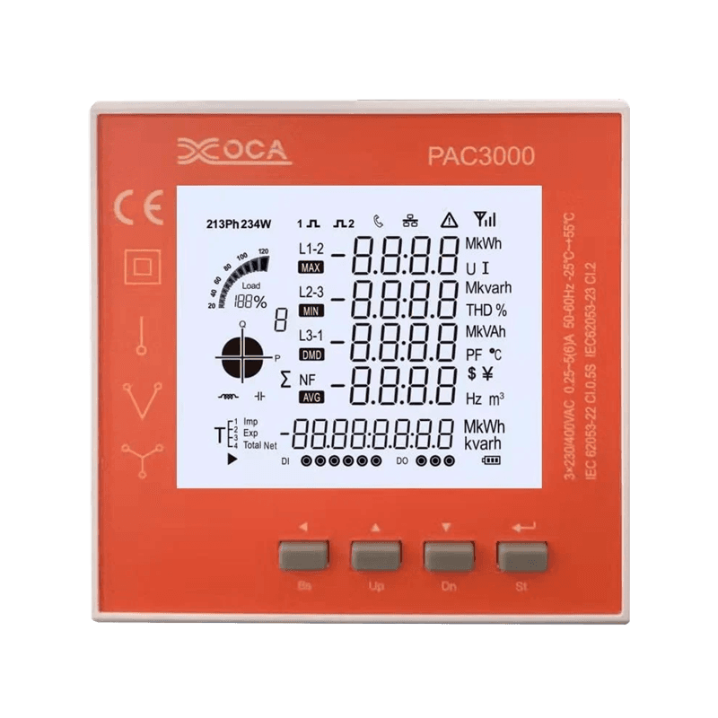 PAC3000 Intelligent LCD-paneel Vermogensmeter